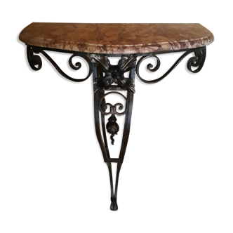 Wrought iron and marble console