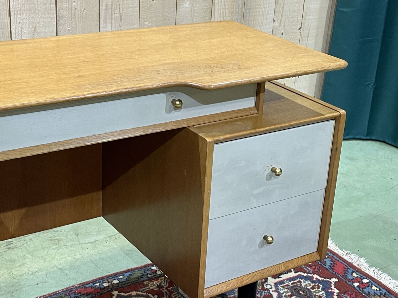 English office of the 70s in blond oak