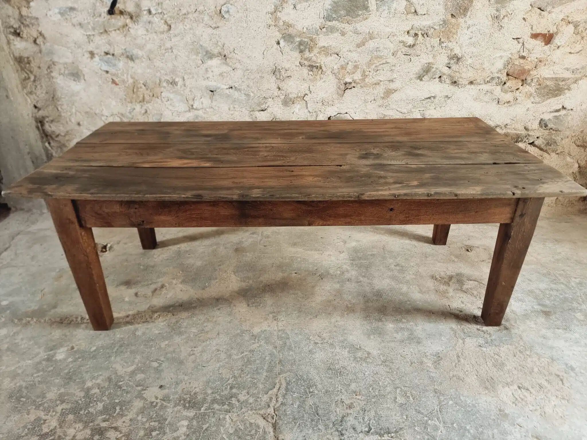 Antique French coffee table – chestnut wood – early 19th century – 82×168×60 cm