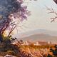 Italian school painting "Hilly landscape" signed + frame