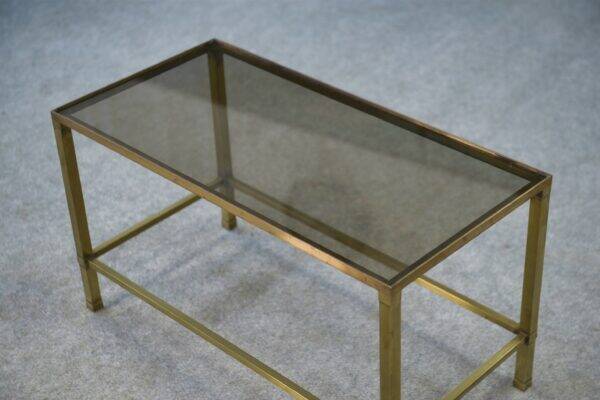 1950s brass and smoked glass coffee table