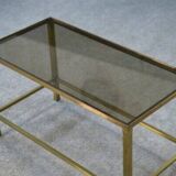 1950s brass and smoked glass coffee table