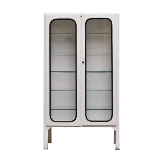 Vintage iron and glass medical cabinet of the 1970s