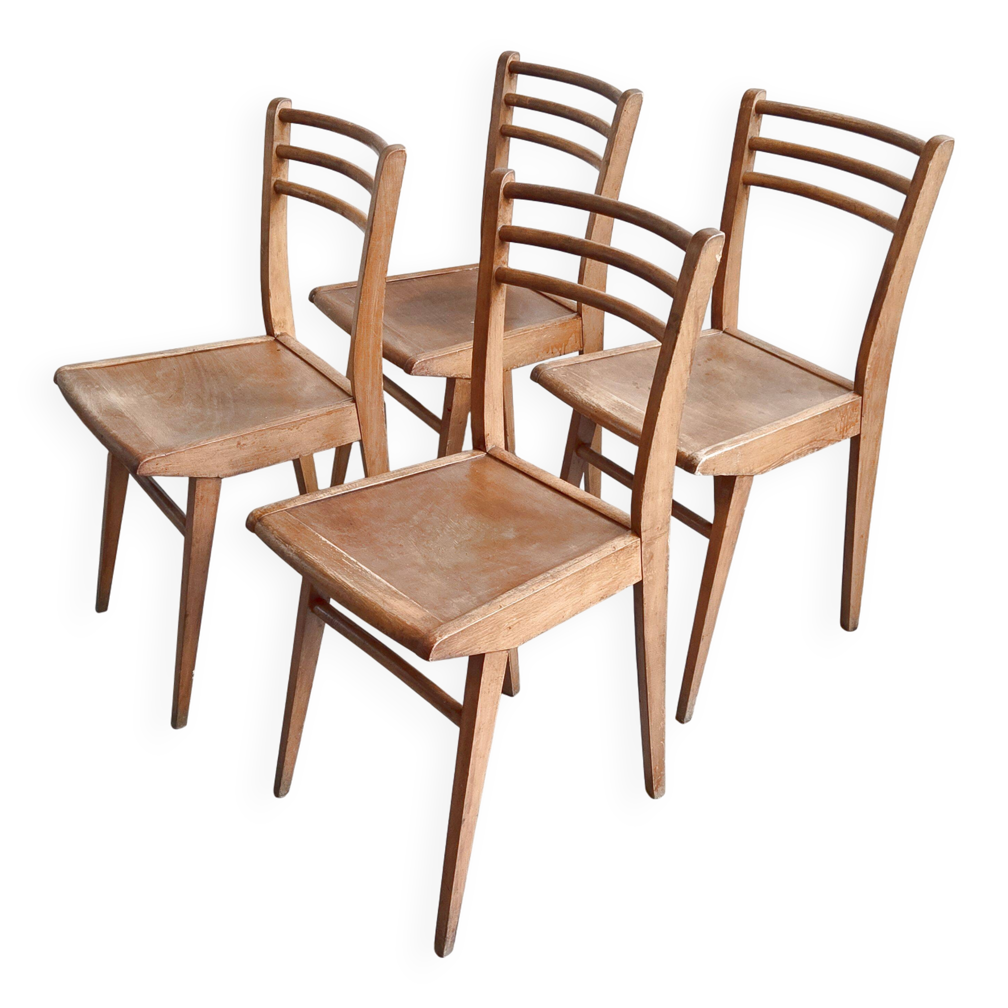 Suite de 4 chaises bistrot Luterma 1950 vintage