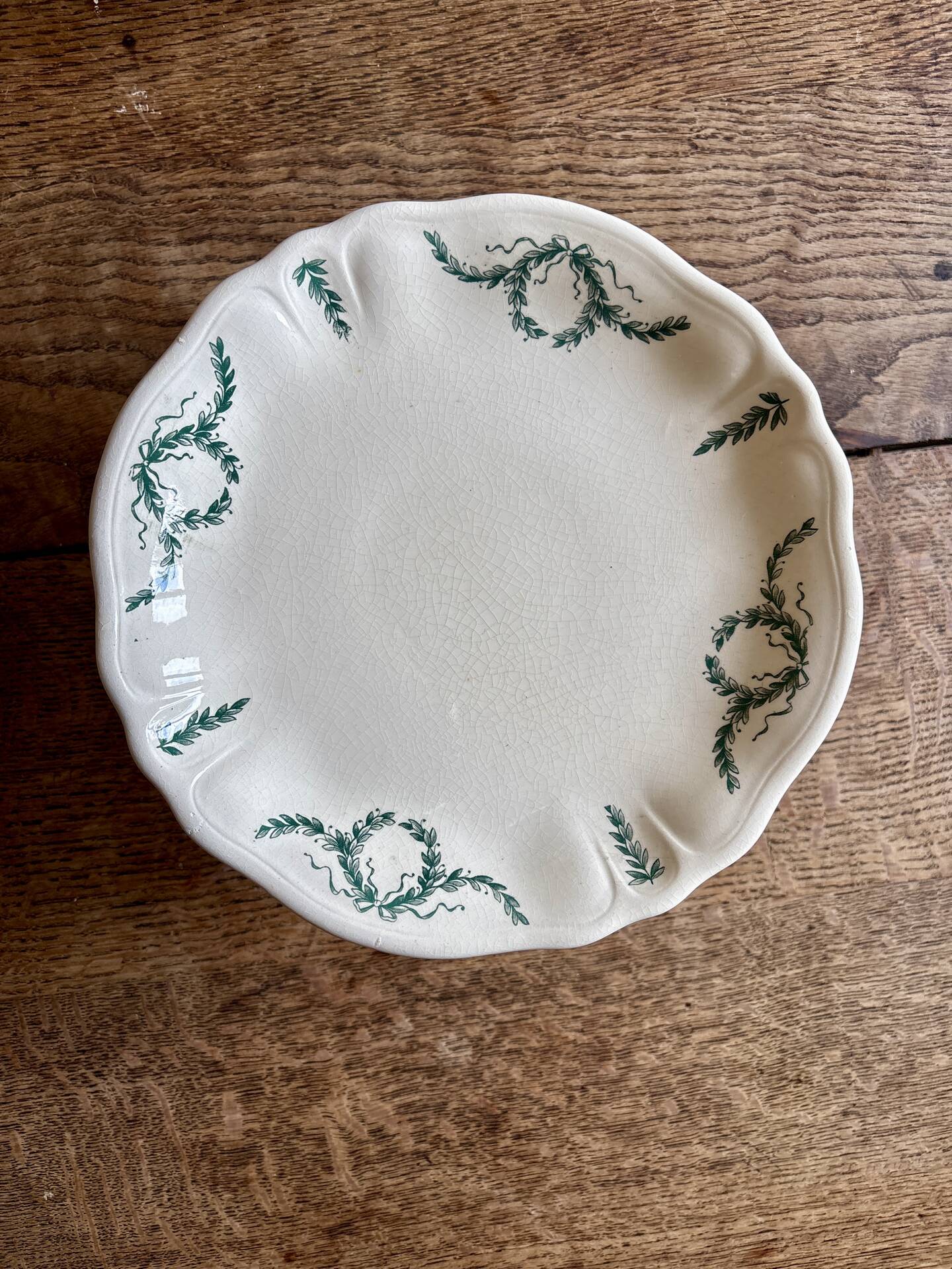 Compote dish or antique footed plate in ironstone - Villey de Longc