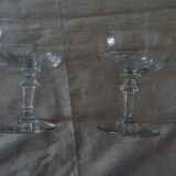 Pair of old champagne glasses crystal faceted louis Philippe