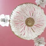 Ancien plafonnier bronze et 3 tulipes fleurs