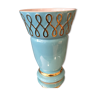 Vase st clement turquoise et dore des annees 1950