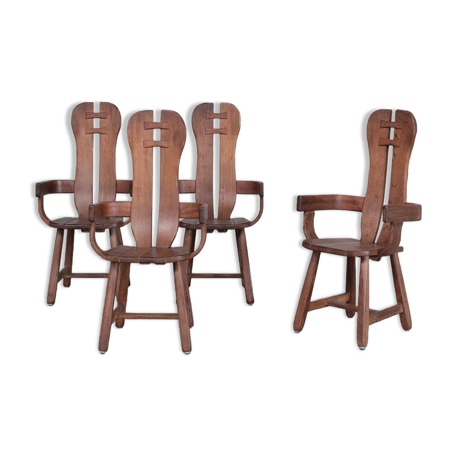 Set of Four Oak Mid-Century Dining Chairs