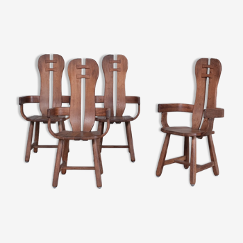 Set of Four Oak Mid-Century Dining Chairs