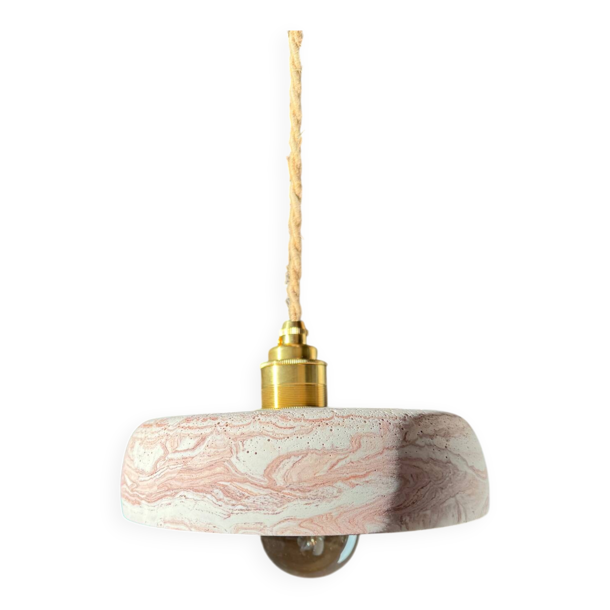 Pair of handcrafted portable lamps with a marbled stone effect