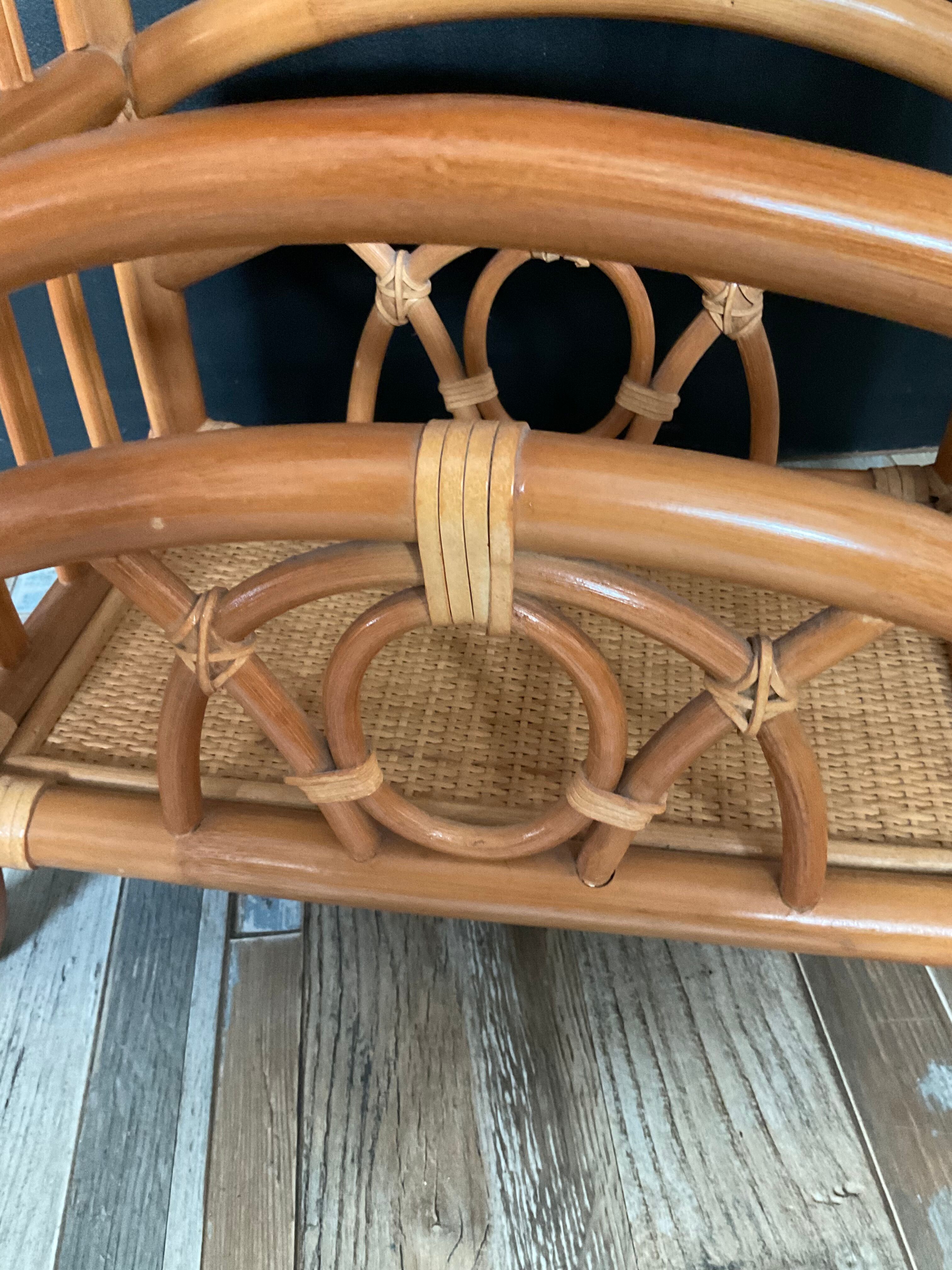 Vintage rattan side table from the 70s