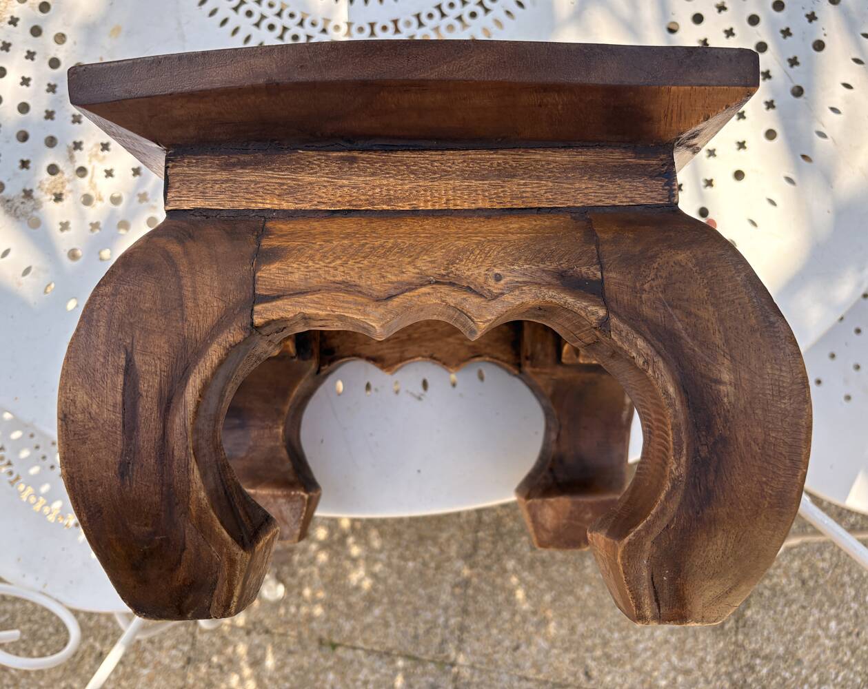 Carved wooden opium holder, traditional Asian style.