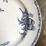 Clairefontaine - Léon Graves round dish in iron earth, "Chardonnerets" service, late 19th century