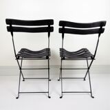 2 chaises pliantes cuir et métal - Paquebot France 1960