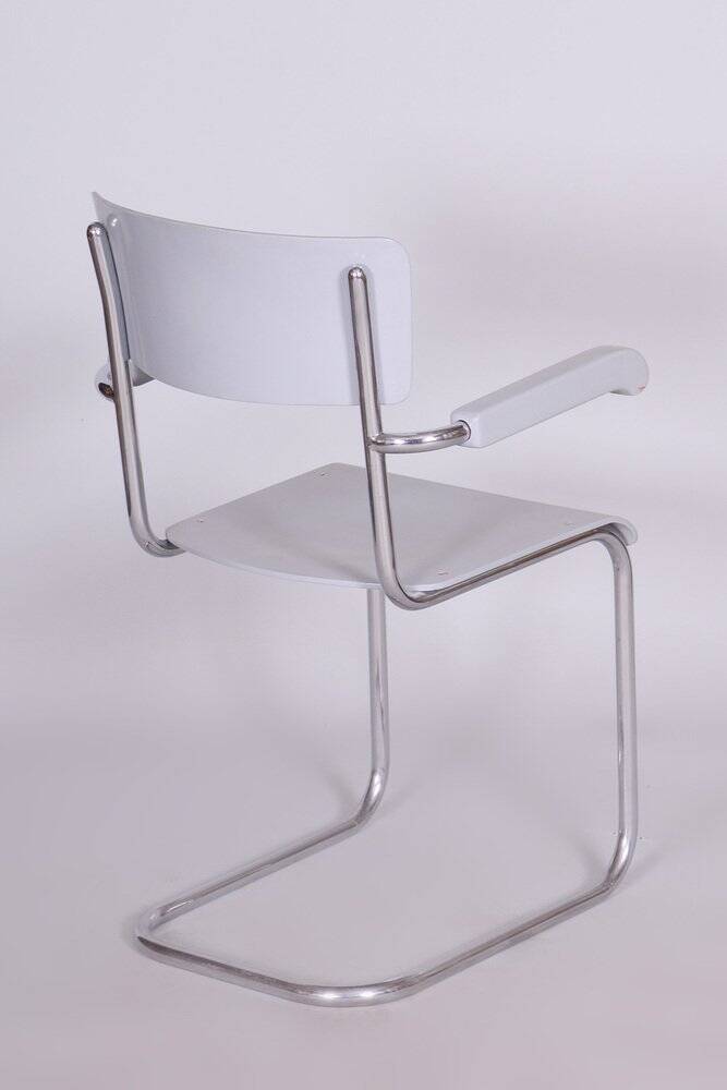 Bauhaus Lacquered Wood Writing Desk & Chair attributed to Hynek Gottwald, 1930s, Set of 2