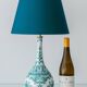 Vintage Royal Delft Ceramic Table Lamp, Rare Teal Delvert Glaze, New Lampshade