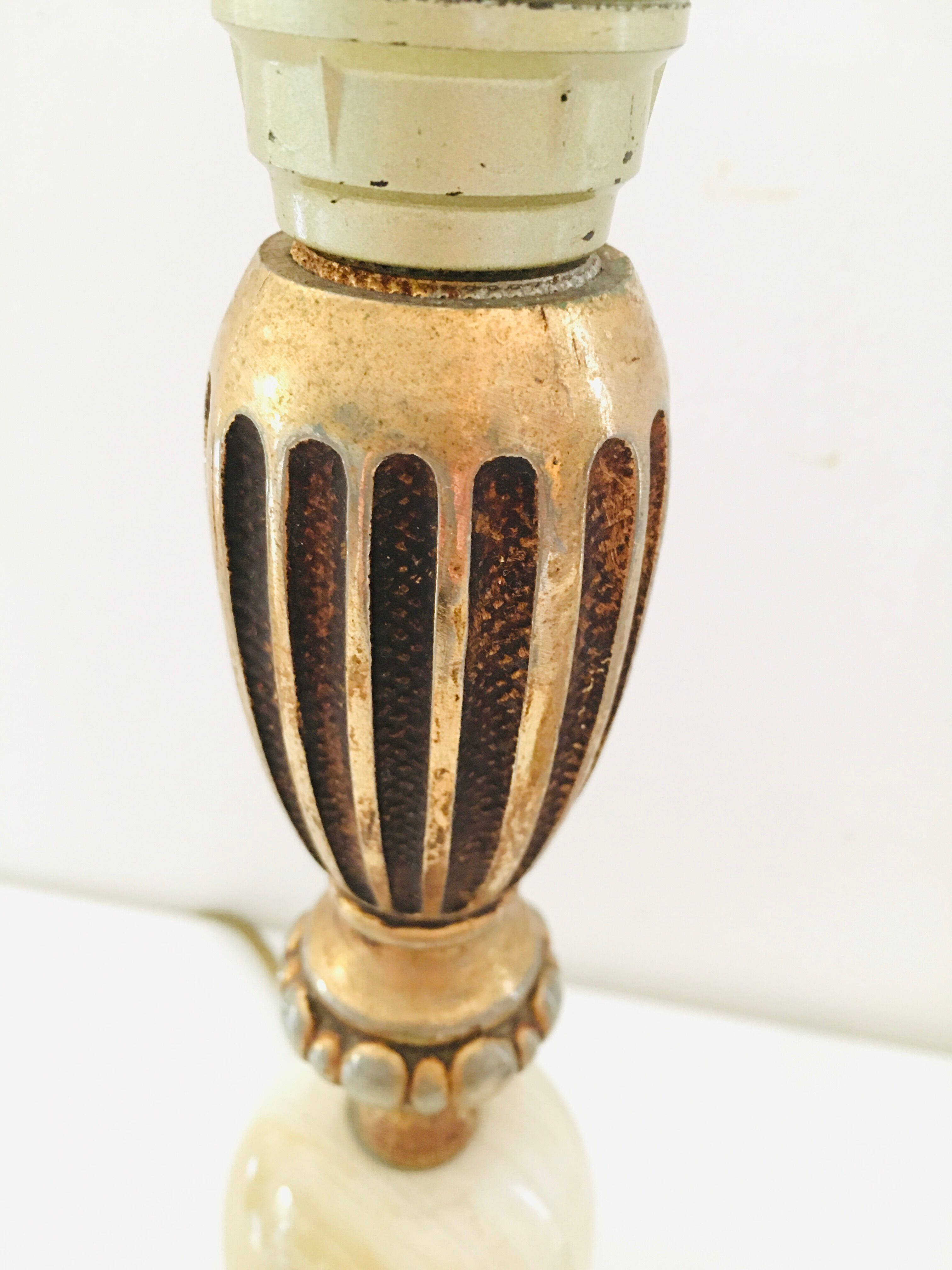 Set of 2 feet of marble brass lamp