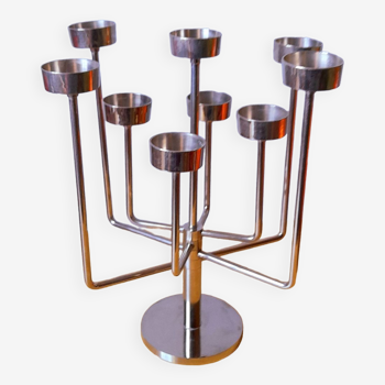 9-spoke chandelier in chromed metal 70s