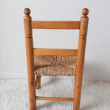 Vintage children's chair in wood and straw
