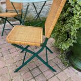 Pair of rattan folding chairs