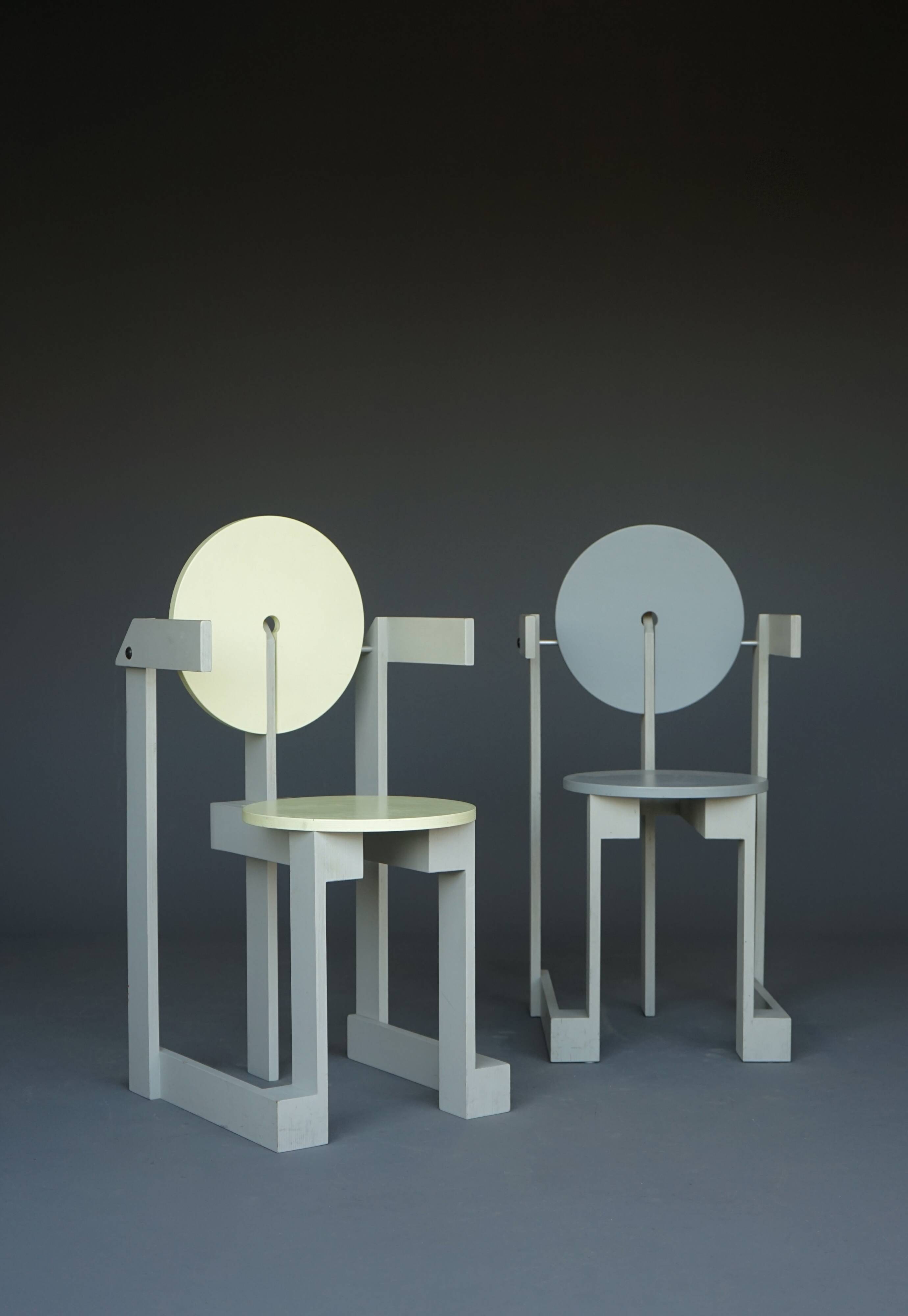 Rare pair of 'Plakhout' Side Chairs by Henk Lampe. 1979