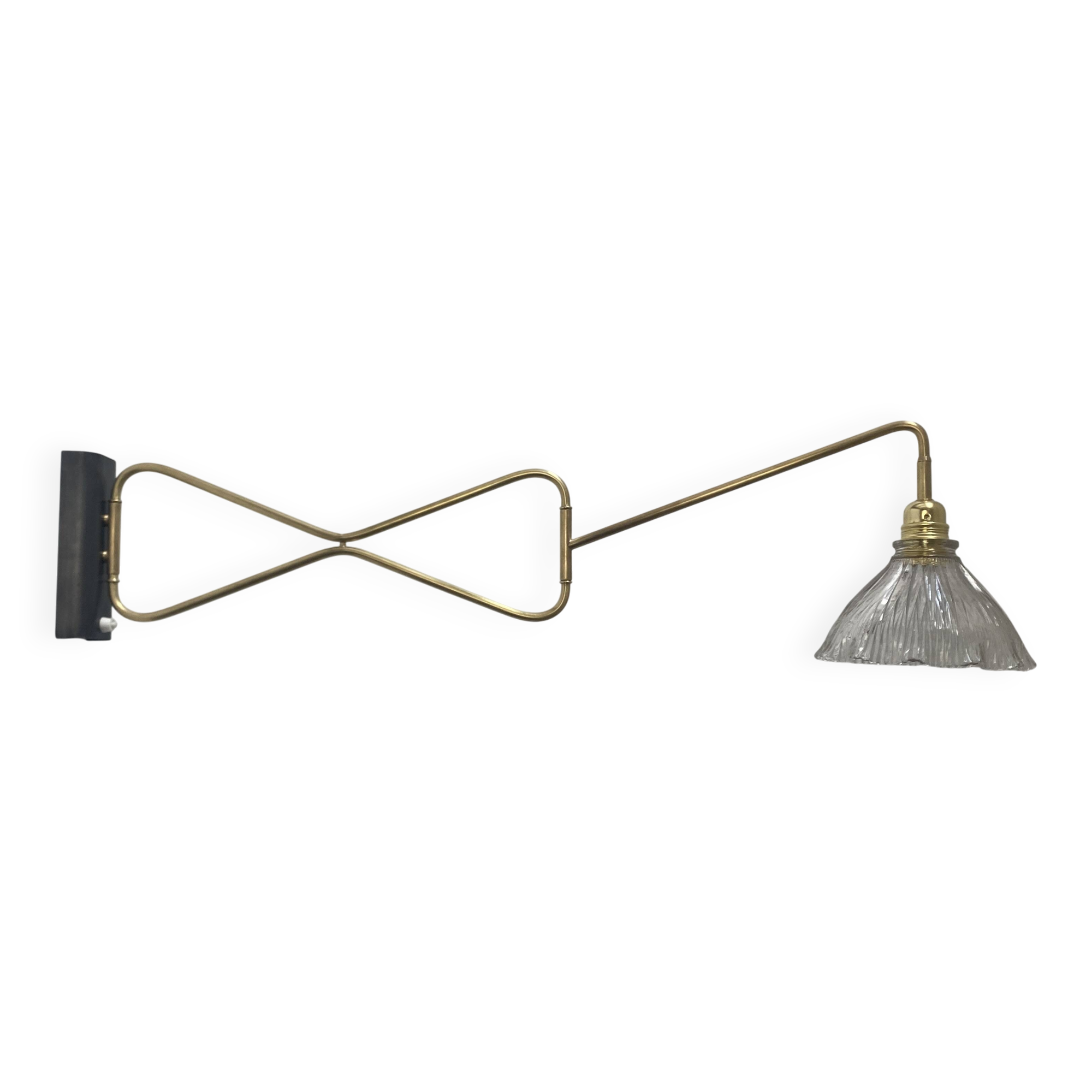 Old brass and prismatic glass xxl stem lamp