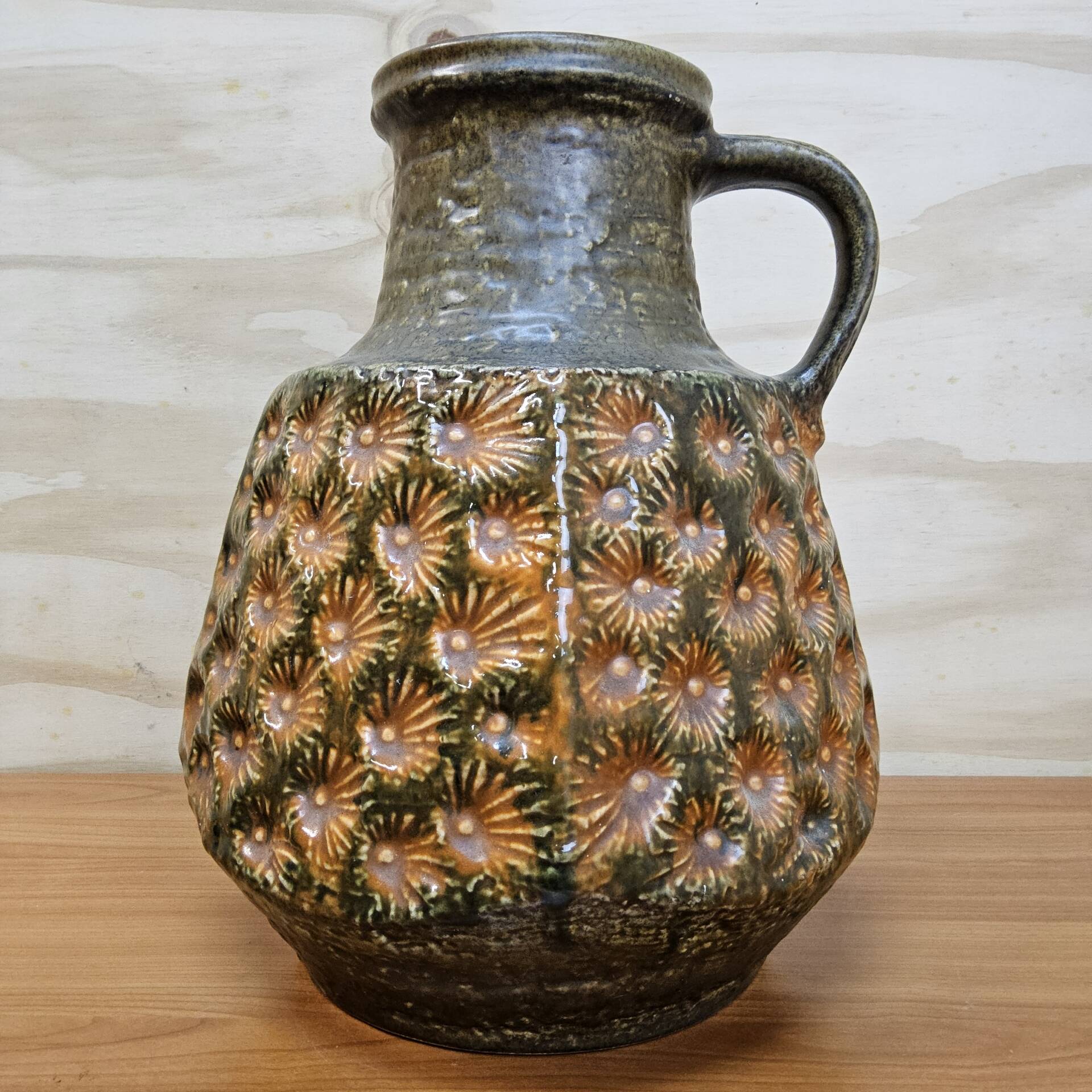 Vase vintage grand XXL Allemagne de l'Ouest Jasba 1667/35 orange