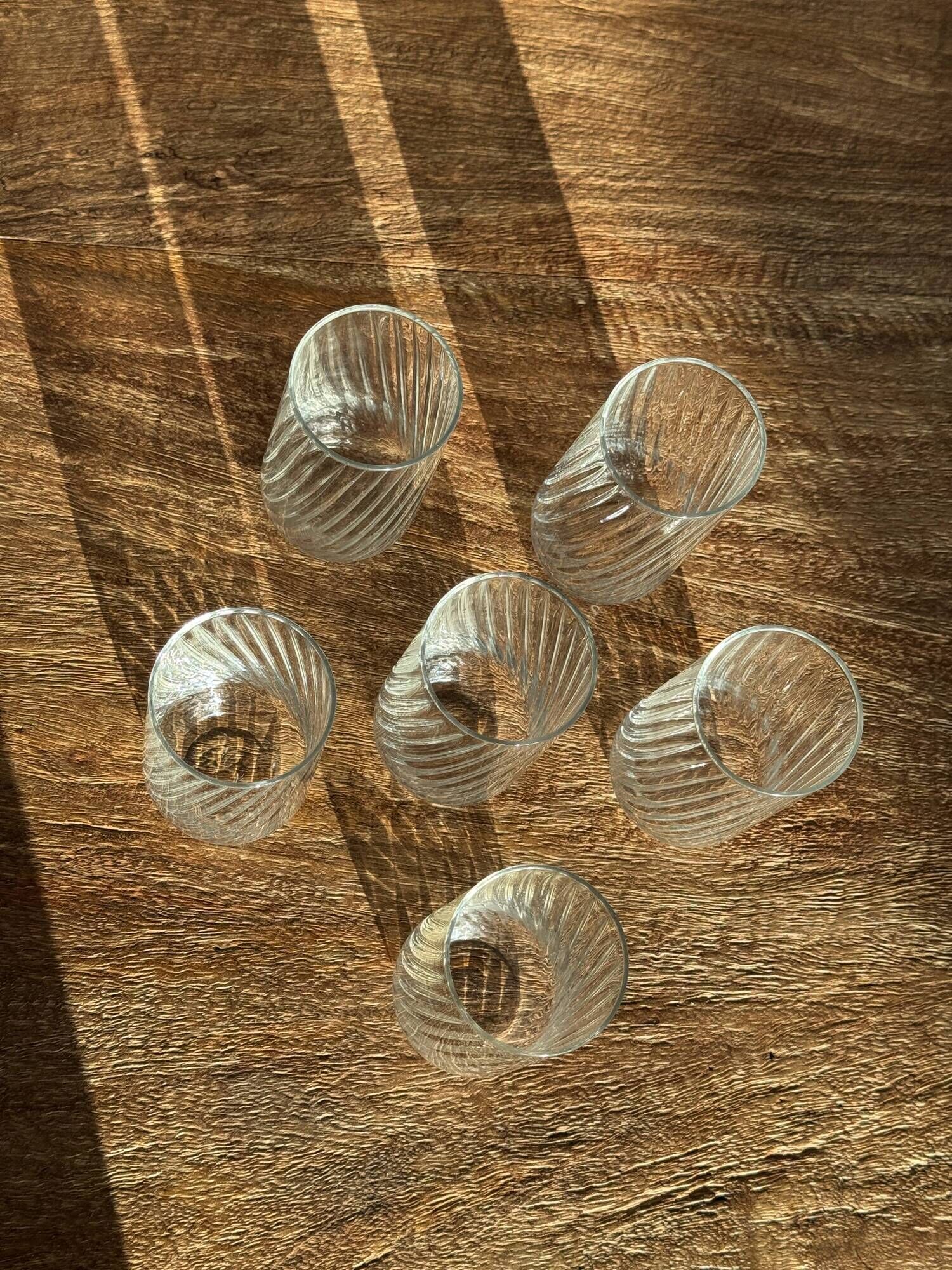 Set of 6 orangeade glasses in ribbed glass