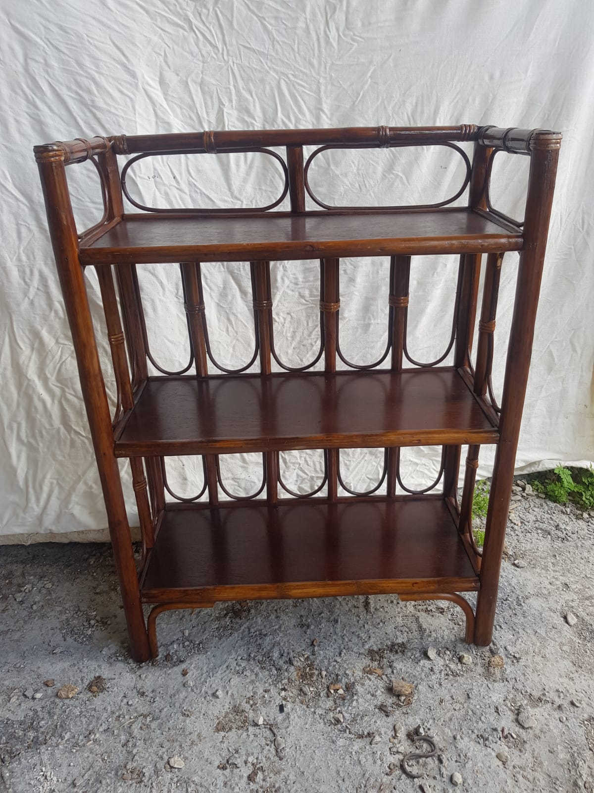 Old furniture rattan shelf 3 shelves 70s vintage