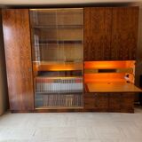 Living room furniture showcase, rosewood veneer secretary of the 70s