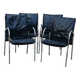 Set of 4 armchairs with chrome base and leather vintage design 1980