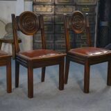 Ensemble de 6 chaises avec assises en cuir par Étienne Kohlmann 1960’s