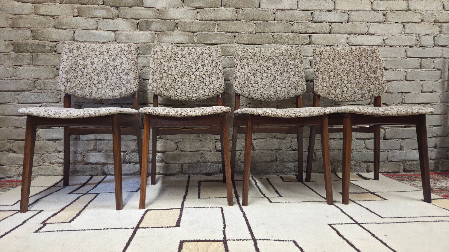 Set of 4 vintage Scandinavian teak chairs from the 1960s.