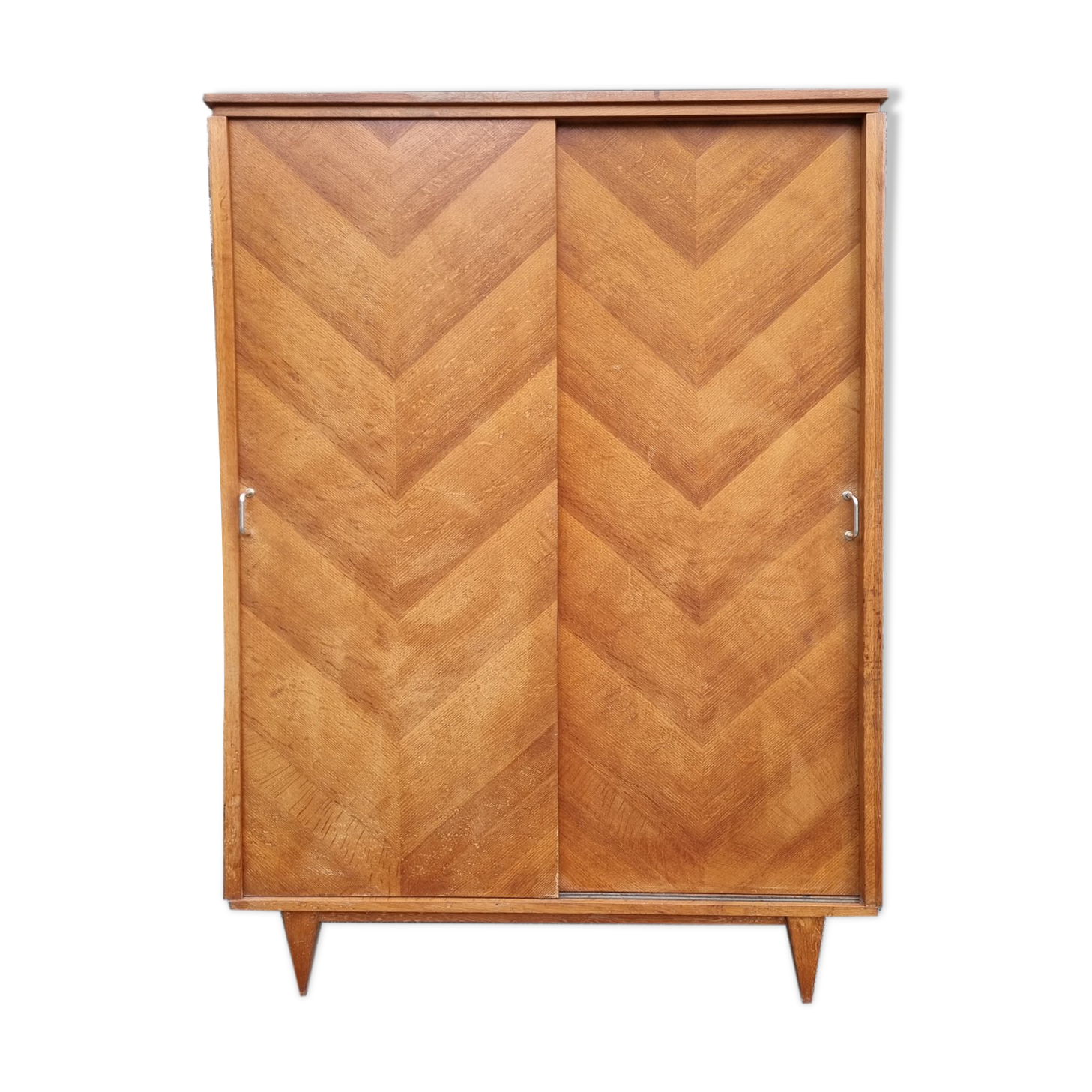 Wardrobe, wood, sliding doors, vintage, 50s / 60s