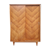 Wardrobe, wood, sliding doors, vintage, 50s / 60s