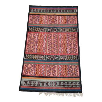 Tapis kilim vintage multicolores fait main en laine naturelle