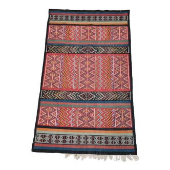 Handmade multicolored vintage kilim rugs in natural wool