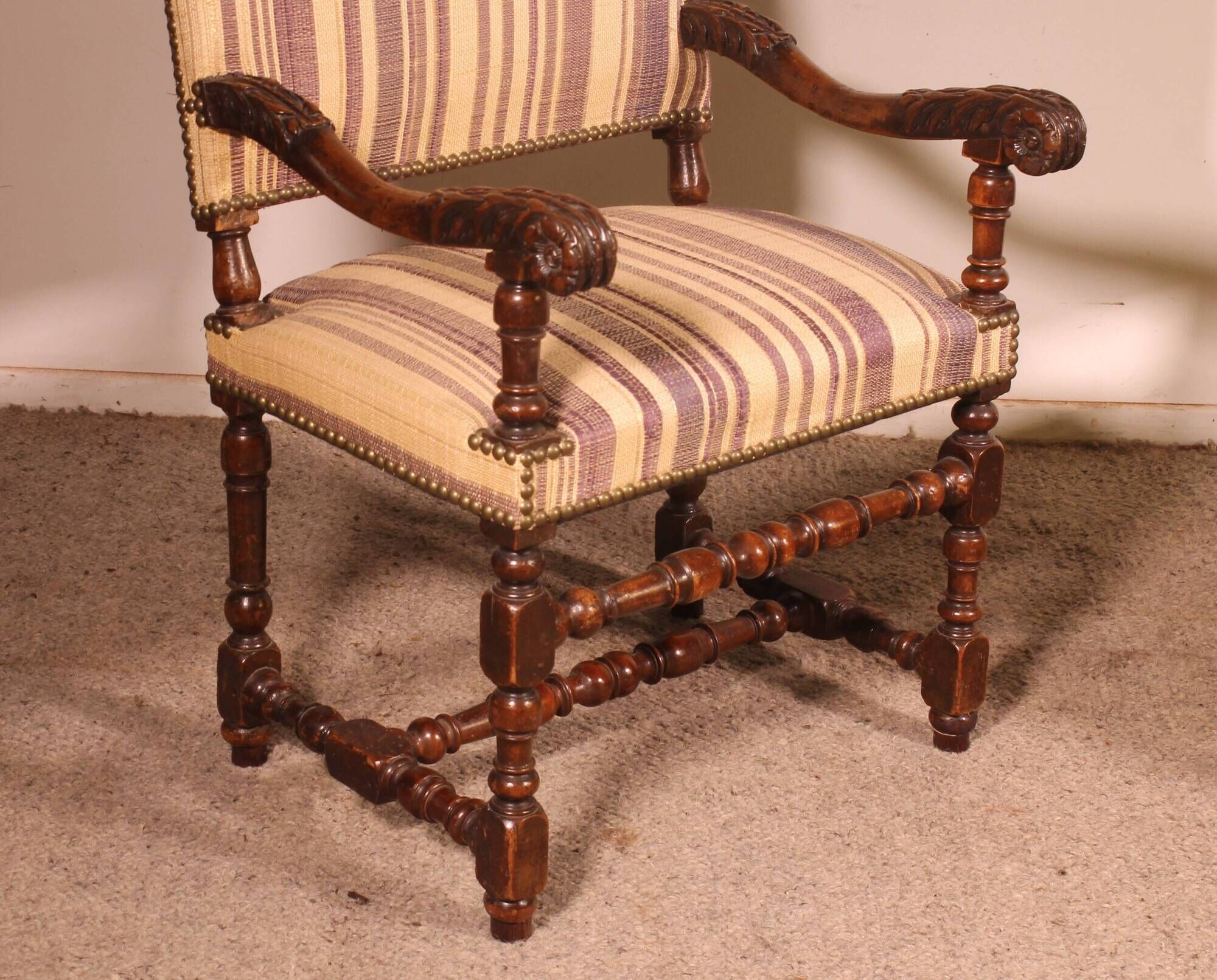 pair of Louis XIII period walnut armchairs - 17th century