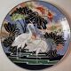 Large model plate in Chinese enamel porcelain with splendid bird decoration. macau