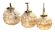 Triple Art Deco style amber glass pendant light
