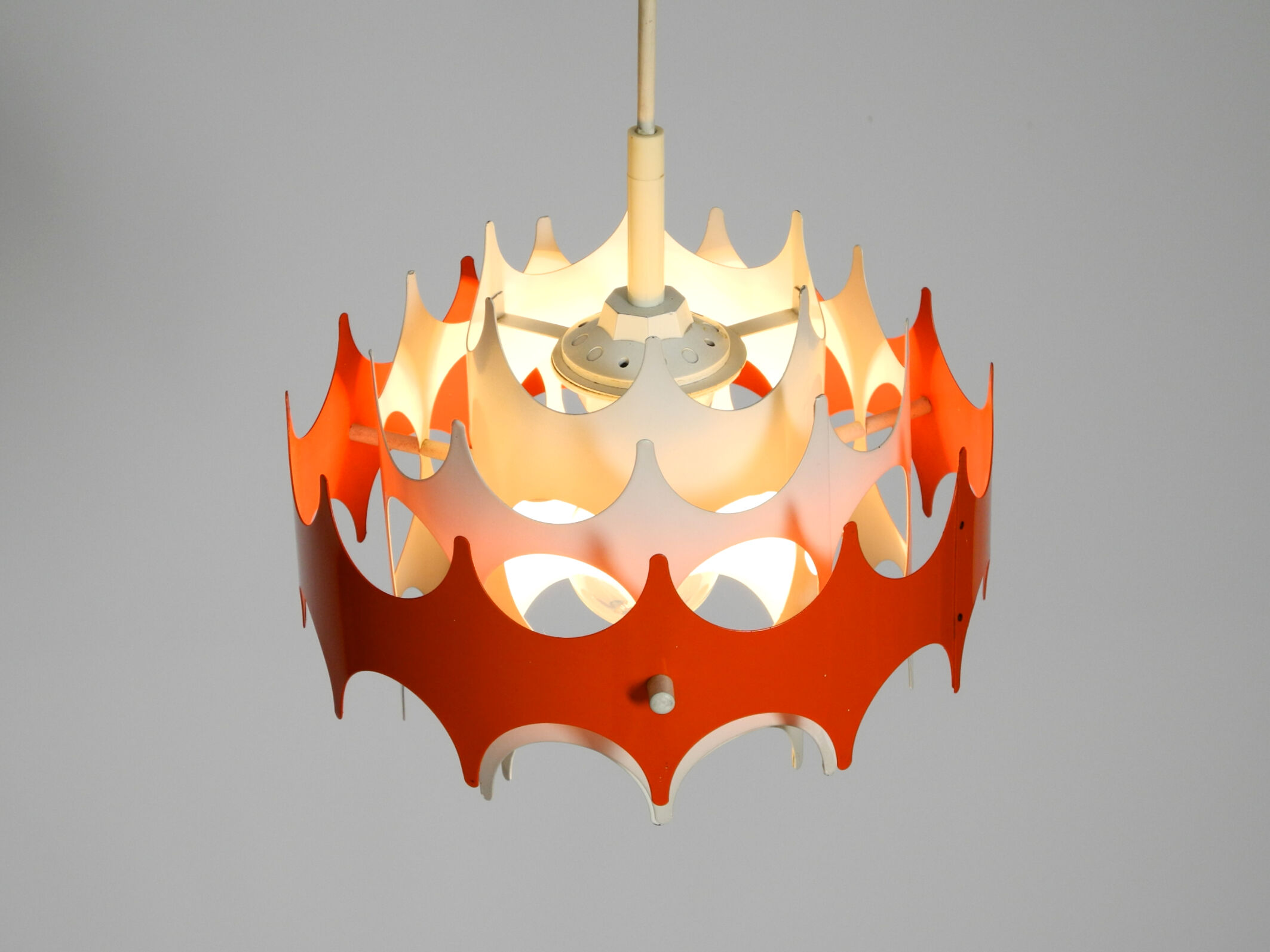 Beautiful small original 1960s Space Age metal pendant lamp by Doria
