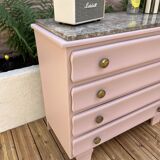 Pink wood and marble chest of drawers, 1950s