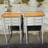 Pair of patinated bedside tables in Louis XVI style