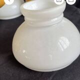 Vintage brass pendant light with opaline porcelain from the 1950s.