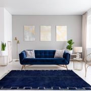 Tapis marocain moderne bleu foncé 150x180cm