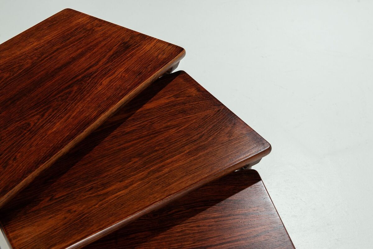 Set of 3 Danish nesting tables in rosewood Denmark 1960