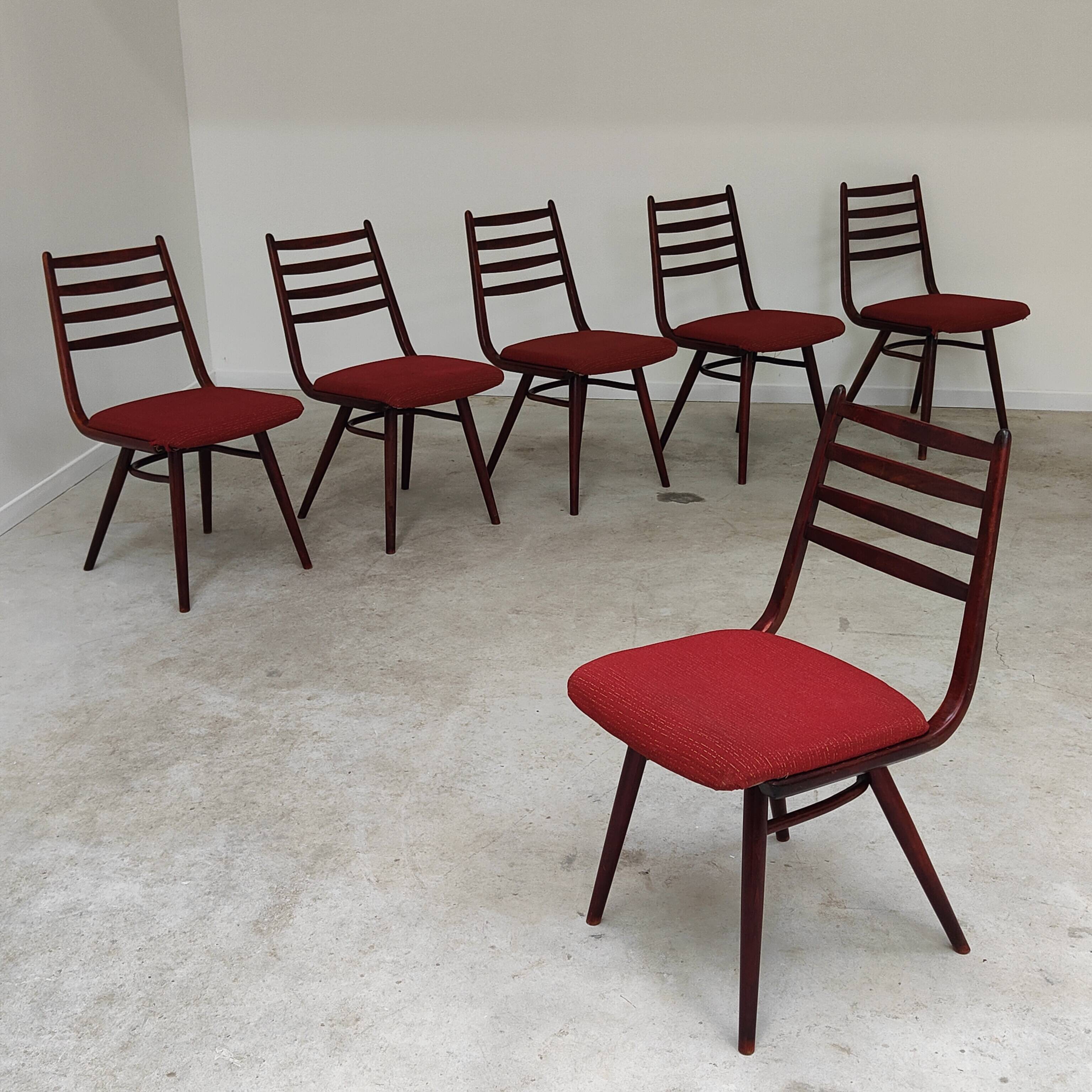 Lot de 6 chaises Jitona Sobeslav , Tchécoslovaquie 1960
