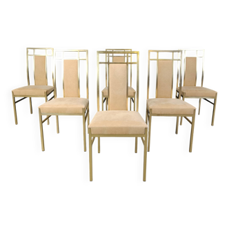 Chaises de salle à manger vintage en laiton par Belgochrom, années 1970