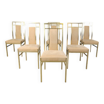 Vintage brass dining chairs by Belgochrom, 1970s